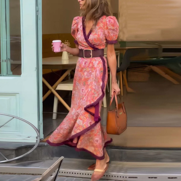 Charlotte | Elegant Pink Maxi Dress with Short Sleeves