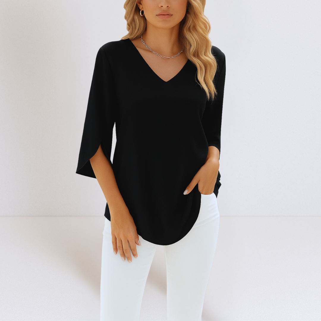 Emery | Elegant V-Neck Blouse with Split Sleeves