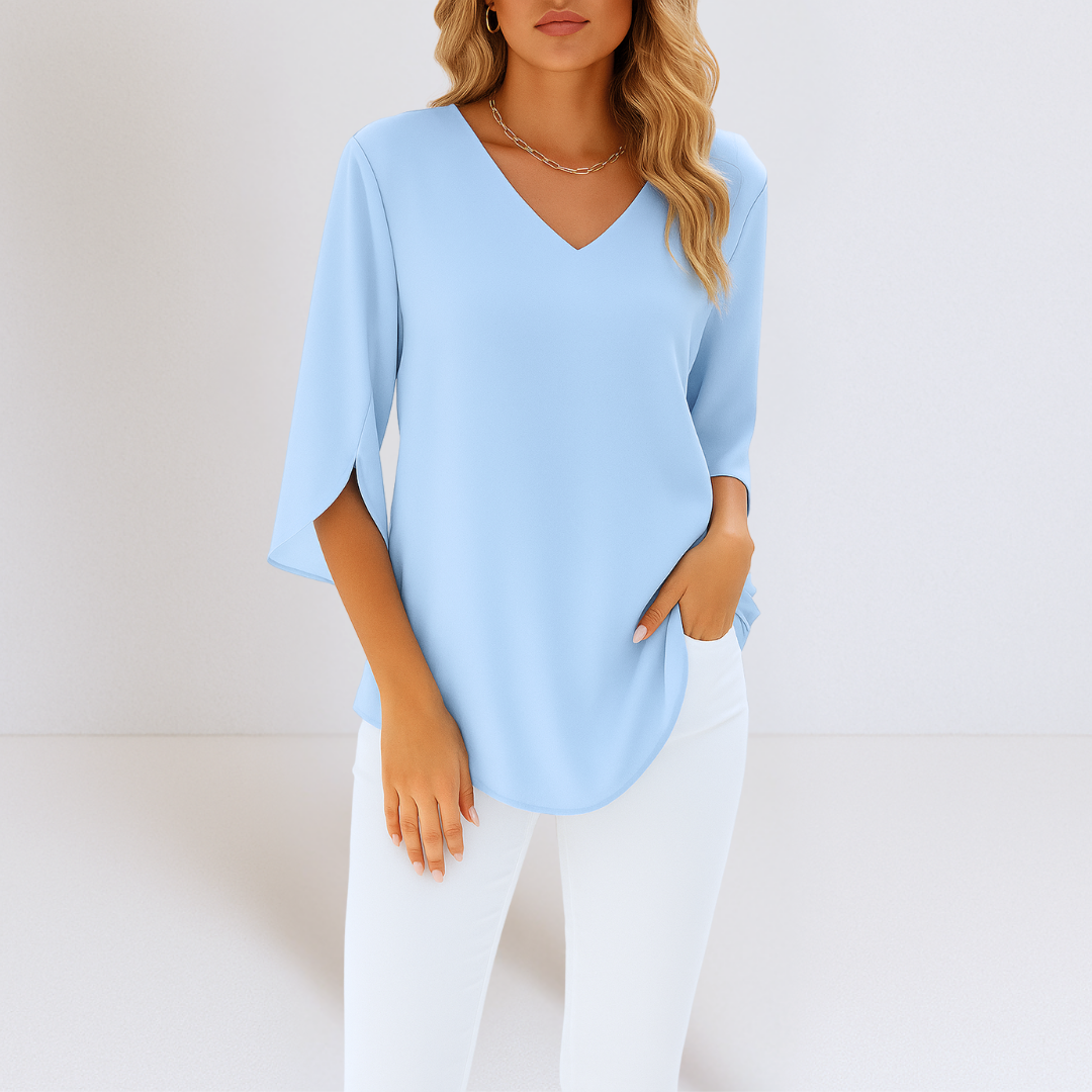 Emery | Elegant V-Neck Blouse with Split Sleeves