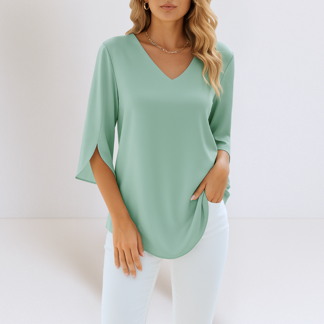 Emery | Elegant V-Neck Blouse with Split Sleeves