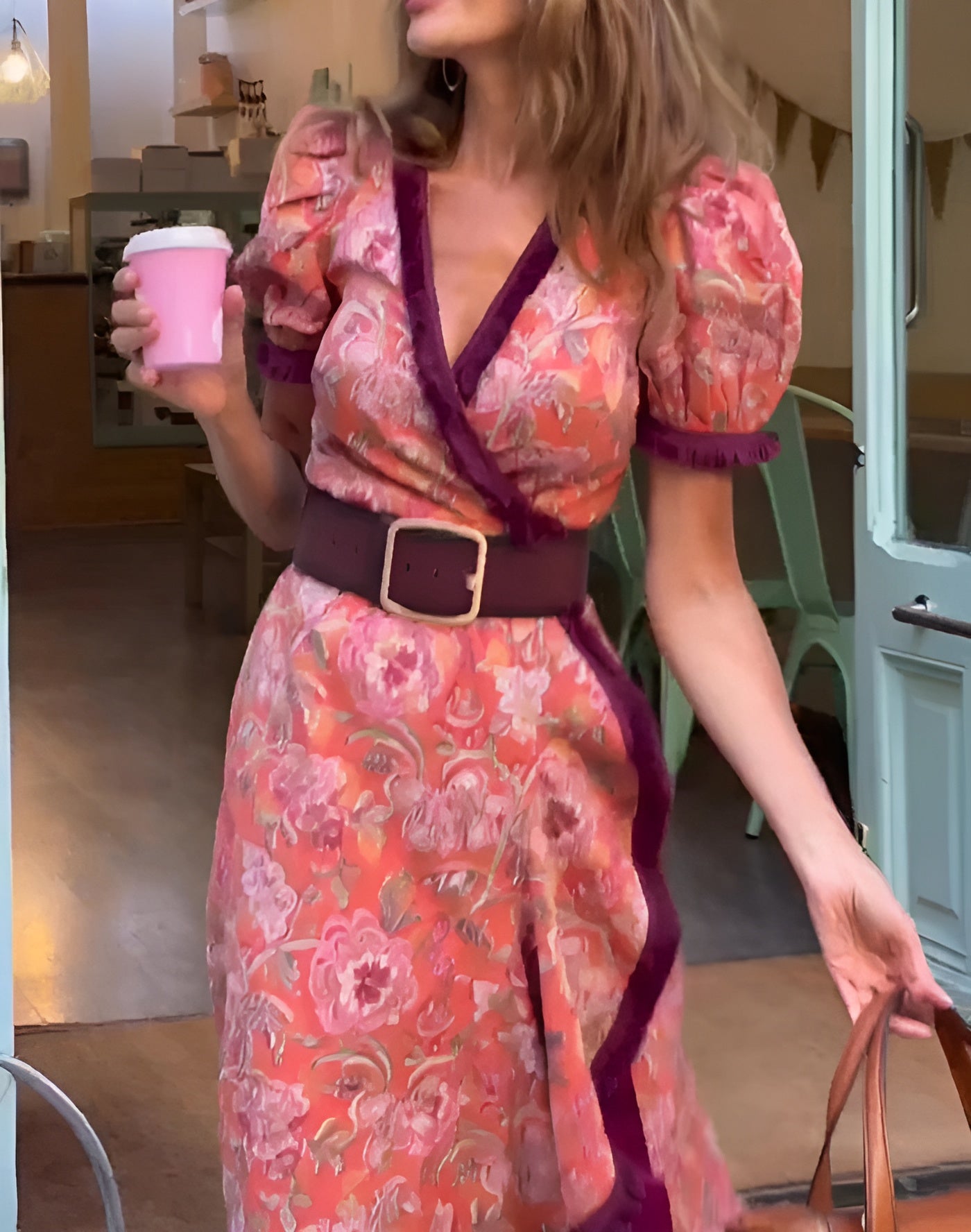 Charlotte | Elegant Pink Maxi Dress with Short Sleeves