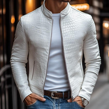 Ethan™ - Stylish Stone Pattern Stand Collar Zipper Jacket